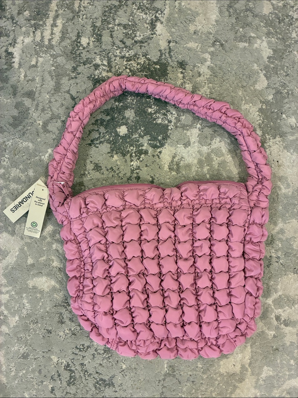 No Boundaries Pink Quilted Ruched Shoulder Bag